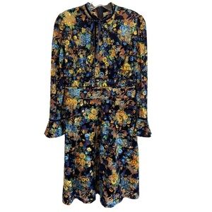 Dalia MacPhee Embossed Velvet Floral Printed Fit & Flare Dress